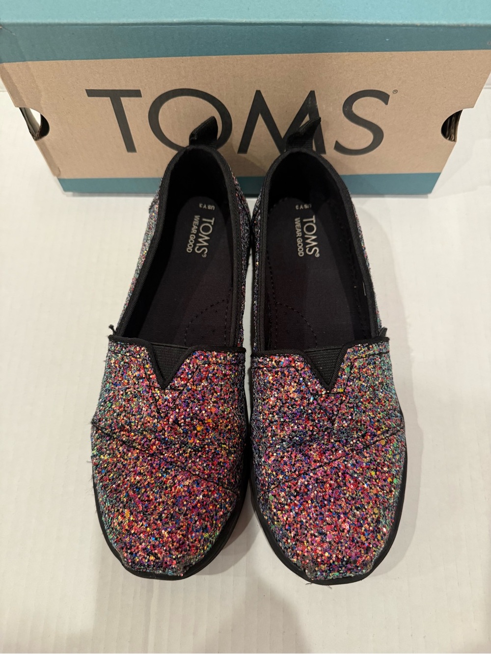 TOMS Girl’s BRAND NEW- Multi-Color Glitter Slip-On Flats